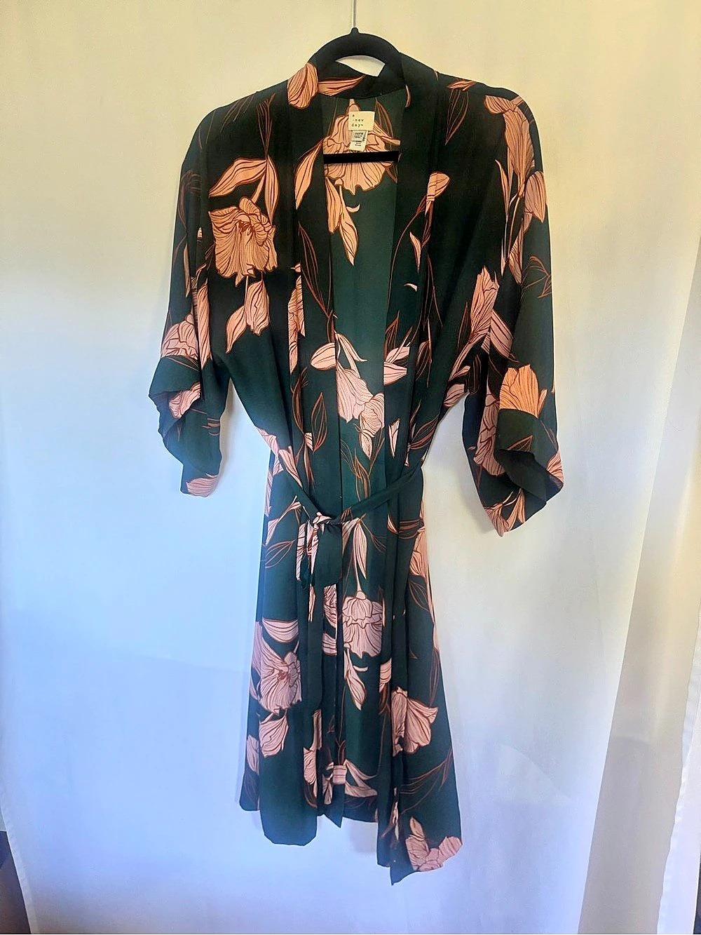 a new day Floral Robe in Green & Pink OSFM